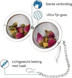 Merkloos Thee Zeef Set 3 Stuks Ø 9 / Ø 7 / Ø 5 - Thee/kruiden Kogel RVS -Thee Ei RVS - Kruiden Zeef/filter RVS -Koffiedranken 1111x1200 7