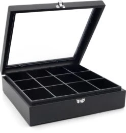 Bredemeijer - Theedoos 12-vaks Venster Bamboe Zwart