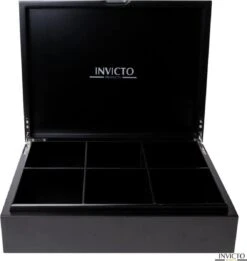 Invicto Products Theedoos 6 Vaks - Ruimte Voor 120 Theezakjes - Bamboe - Anti Slip En Anti Kras - Zwart -Koffiedranken 1136x1200 1