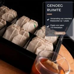 Invicto Products Theedoos 6 Vaks - Ruimte Voor 120 Theezakjes - Bamboe - Anti Slip En Anti Kras - Zwart -Koffiedranken 1198x1200 16