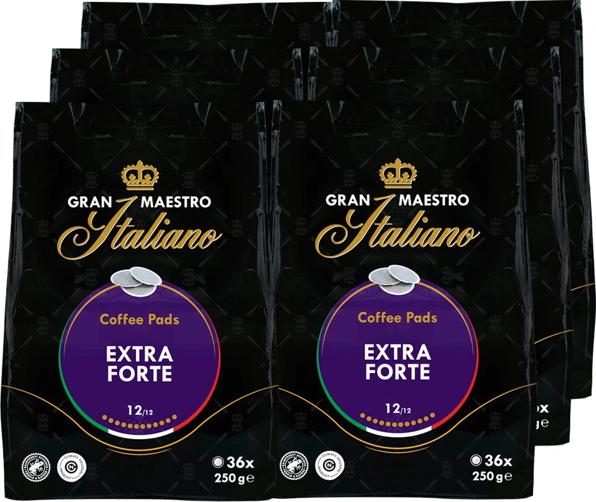 Gran Maestro Italiano – Extra Forte - Koffiepads - Senseo Compatibel Pads – Krachtig En Karakteristiek - 6 X 36 Pads 3 Gran Maestro Italiano – Extra Forte - Koffiepads - Senseo Compatibel Pads – Krachtig En Karakteristiek - 6 X 36 Pads