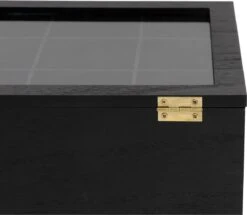 Merkloos Theekist - Zwart - Hout 9-Vaks - Glazen Deksel - Theedoos -Koffiedranken 1200x1045 1