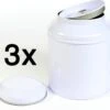 Merkloos 3 Stuks - Theeblik - Wit - Theeblik 100 Gram - Rond - Theedoos - Theeblik Met Binnendeksel - Dubbele Deksel - Theeblikken Voor Losse Thee - Bewaarblik - Voorraadbussen - Opbergbak - Voorraadbus - Voor Losse Thee, Kruiden, Specerijen En Koffiebonen -Koffiedranken 1200x1063