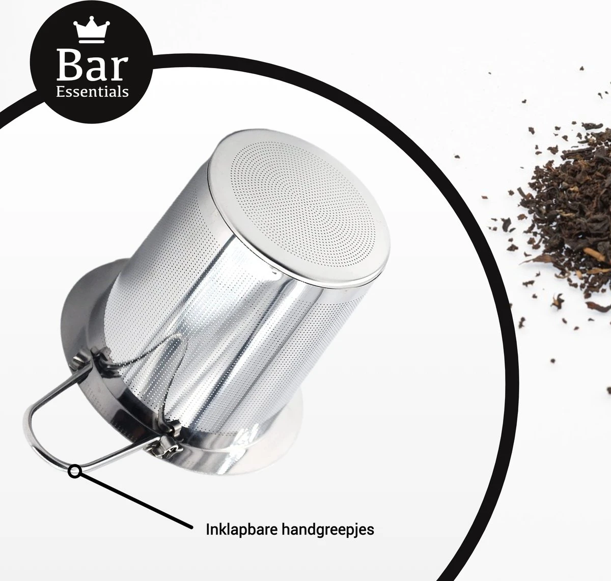 Bar Essentials® Theezeef Met Inklapbare Handgreepjes én Lekplaatje (set Van 2) - Fijnmazig Theefilter Voor Losse Thee - Theezeefjes Voor Losse Thee RVS - Theefilter Voor Losse Thee - Theezeef - Theefilter RVS 5 Bar Essentials® Theezeef Met Inklapbare Handgreepjes én Lekplaatje (set Van 2) - Fijnmazig Theefilter Voor Losse Thee - Theezeefjes Voor Losse Thee RVS - Theefilter Voor Losse Thee - Theezeef - Theefilter RVS - Afbeelding 3
