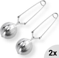 Theezeef Met Handvat Inclusief Lekplaatje - Set Van 2 Stuks - Thee Ei Voor Losse Thee - Theefilter Voor Losse Thee - Thee Infuser