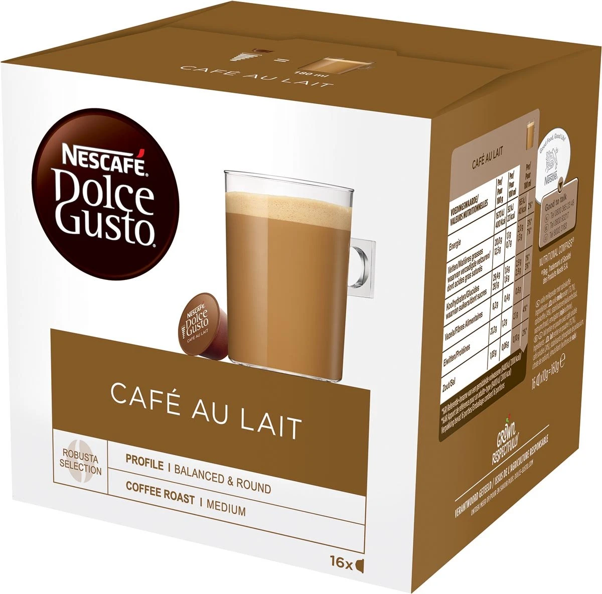 Nescafé Dolce Gusto Koffiecapsules - Café Au Lait - 3x 16 Cups 3 Nescafé Dolce Gusto Koffiecapsules - Café Au Lait - 3x 16 Cups
