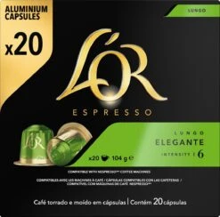 L'OR Lungo Elegante Koffiecups - Intensiteit 6/12 - 10 X 20 Capsules -Koffiedranken 1200x1187 2