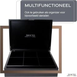 Invicto Products Theedoos 6 Vaks - Ruimte Voor 120 Theezakjes - Bamboe - Anti Slip En Anti Kras - Zwart -Koffiedranken 1200x1188 3