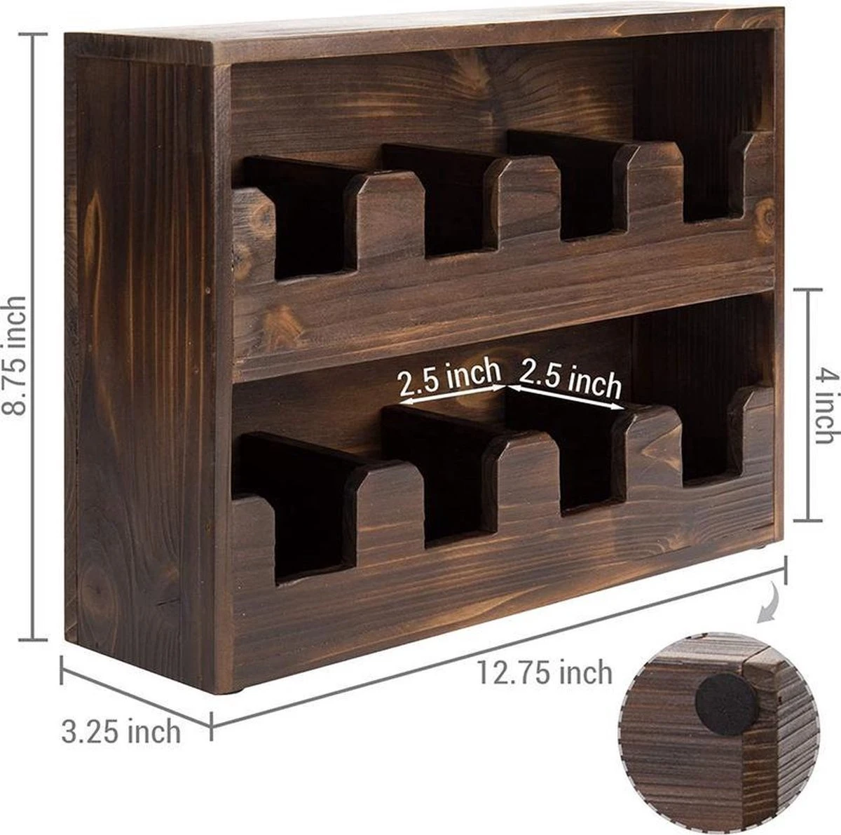 Theedoos - Gebrand Hout - 8 Vaks (~90 Zakjes) - Duurzaam - Compact Design - 32x8x22 Cm - Cadeautip 7 Theedoos - Gebrand Hout - 8 Vaks (~90 Zakjes) - Duurzaam - Compact Design - 32x8x22 Cm - Cadeautip - Afbeelding 5
