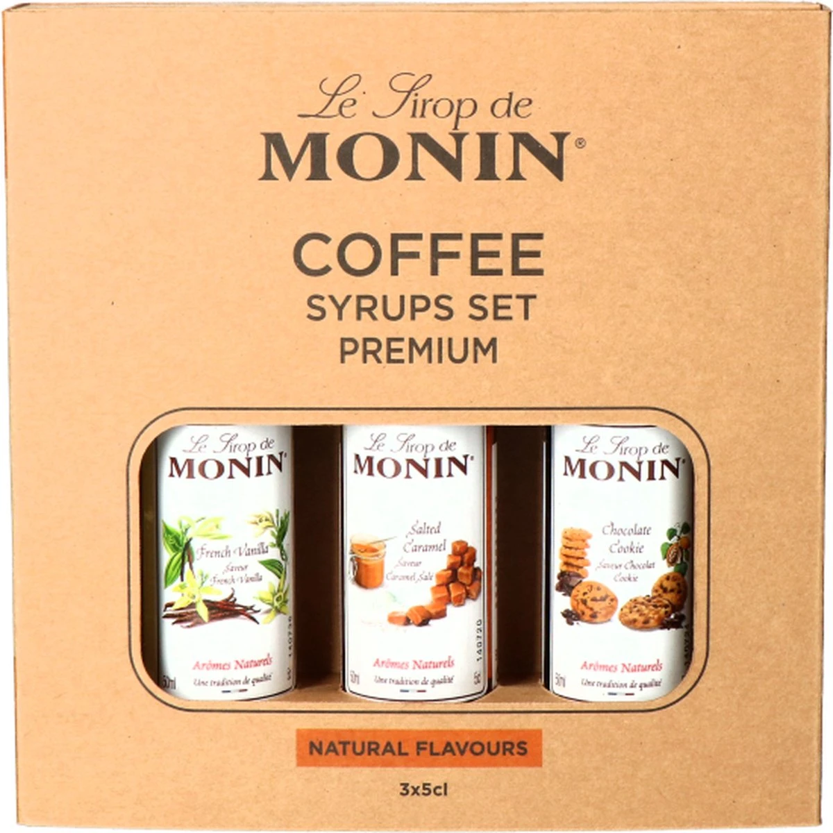 Monin Koffiesiropen MIX Set Klein 3x 5cl (Chocolate Cookie, Salted Caramel En Franse Vanille) 3 Monin Koffiesiropen MIX Set Klein 3x 5cl (Chocolate Cookie, Salted Caramel En Franse Vanille)
