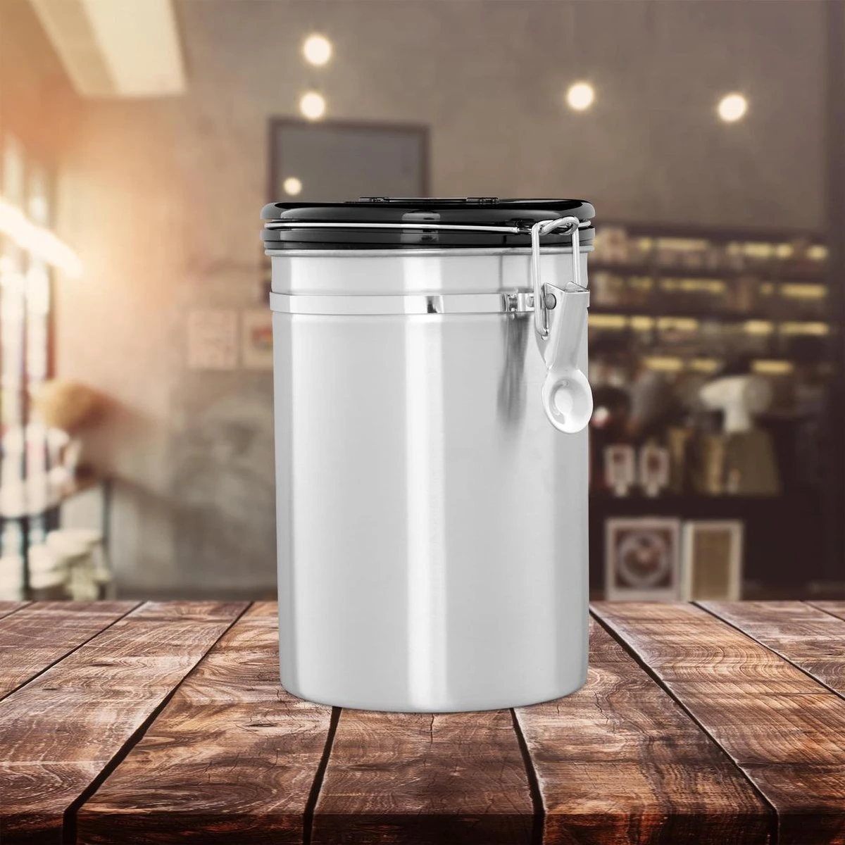 Relaxdays Voorraadbus Koffie - Koffieblik - Luchtdicht - Koffiebus - Zilver - Metaal Groot 5 Relaxdays Voorraadbus Koffie - Koffieblik - Luchtdicht - Koffiebus - Zilver - Metaal Groot - Afbeelding 3
