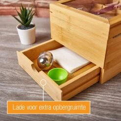 Amazy Theedoos Bamboe Extra Groot Met Lade En Theeplank - Thee Opslag Voor Theezakjes, Organizer Houten Doos Met Theekist, Theedozen Met 8 Verstelbare Verdelers, Opbergdoos -Koffiedranken 1200x1200 382
