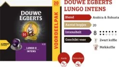 Douwe Egberts Lungo Intens Koffiecups - Intensiteit 8/12 - 10 X 20 Capsules -Koffiedranken 1200x673