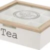 Excellent Houseware MDF En Beechwood Houten Theedoos Wit 9-vaks 24 X 24 X 7 Cm - Theedozen/theekisten -Koffiedranken 1200x679
