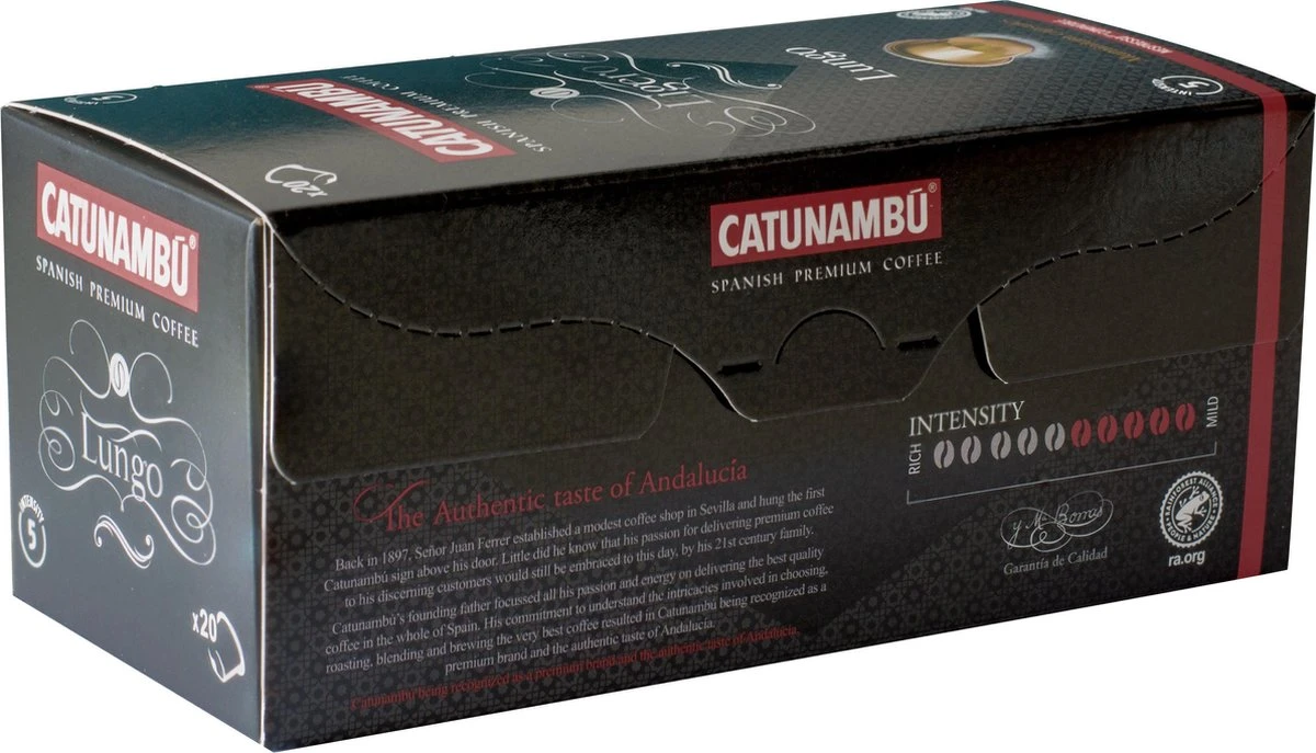 Catunambú Koffie Cups Geschikt Voor Nespresso® - Lungo Ligero 5 X 20 Cups - Nespresso Cups - Koffie Capsules 5 Catunambú Koffie Cups Geschikt Voor Nespresso® - Lungo Ligero 5 X 20 Cups - Nespresso Cups - Koffie Capsules - Afbeelding 3