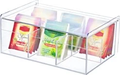 Box Up Theedoos - 6 Vakken - Ruimte Voor 60 Theezakjes - BPA Vrij - Transparant