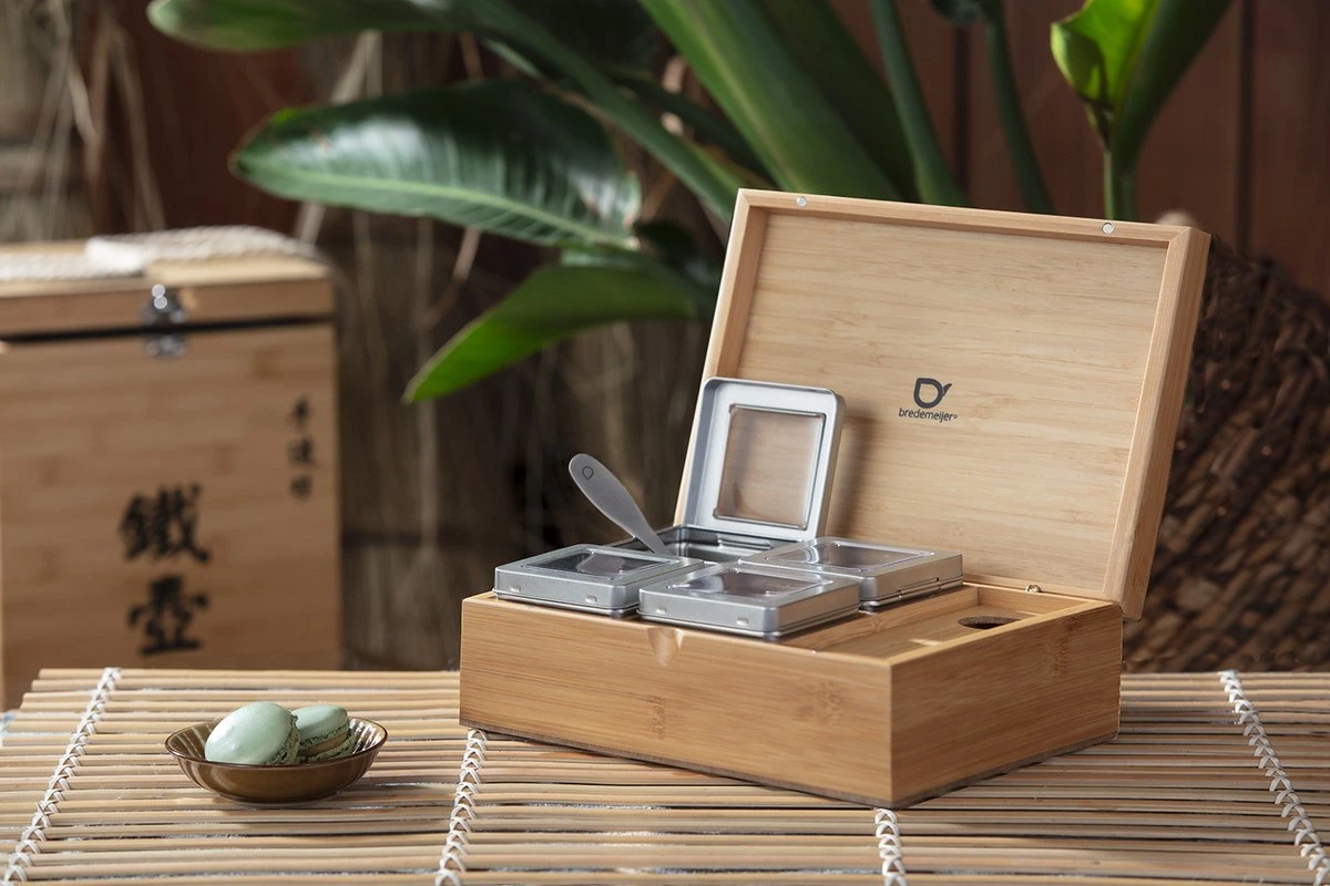 Bredemeijer - Theedoos Naturel Bamboe +4 Blikjes +lepel 7 Bredemeijer - Theedoos Naturel Bamboe +4 Blikjes +lepel - Afbeelding 5