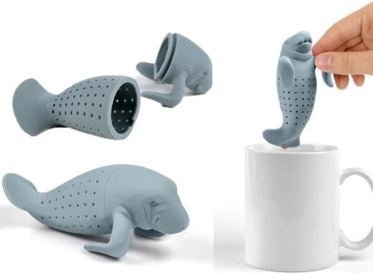 Theezeefje In De Vorm Van Een Zeekoe/lamantijn - Tea Infuser 'Manatea' - Siliconen Thee-ei 'walrus' 3 Theezeefje In De Vorm Van Een Zeekoe/lamantijn - Tea Infuser 'Manatea' - Siliconen Thee-ei 'walrus'
