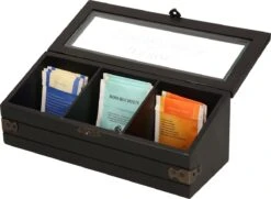 Excellent Houseware Houten Theedoos/theekist Met 3 Vakken - 24 X 9 X 9 Cm - Antraciet - Theedozen 10 Excellent Houseware Houten Theedoos/theekist Met 3 Vakken - 24 X 9 X 9 Cm - Antraciet - Theedozen -Koffiedranken 1200x877