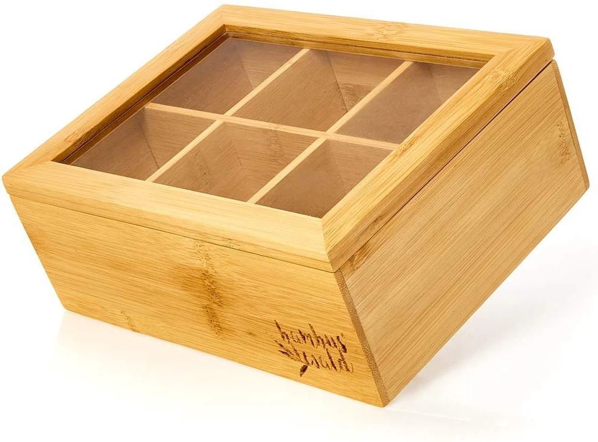 Bambuswald© Houten Theedoos Met 6 Vakken Gemaakt Van 100% Duurzame Bamboe 9 Bambuswald© Houten Theedoos Met 6 Vakken Gemaakt Van 100% Duurzame Bamboe - Afbeelding 7