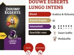 Douwe Egberts Lungo Intens Koffiecups - Intensiteit 8/12 - 10 X 10 Capsules 15 Douwe Egberts Lungo Intens Koffiecups - Intensiteit 8/12 - 10 X 10 Capsules -Koffiedranken 1200x894