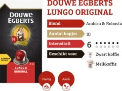 Douwe Egberts Lungo Original Koffiecups - Intensiteit 6/12 - 10 X 10 Capsules 14 Douwe Egberts Lungo Original Koffiecups - Intensiteit 6/12 - 10 X 10 Capsules -Koffiedranken 1200x895 1