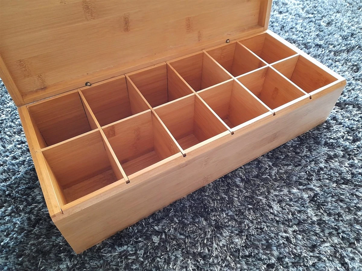 Theedoos Bamboe - Thee - 12 Vaks 8 Theedoos Bamboe - Thee - 12 Vaks - Afbeelding 6