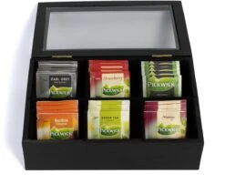 CasaLupo Theedoos Zwart 6-vaks - Met Fluweel - 24 X 16 Cm 10 CasaLupo Theedoos Zwart 6-vaks - Met Fluweel - 24 X 16 Cm -Koffiedranken 1200x983 3