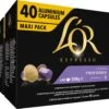 L'OR Lungo Profondo Koffiecups - Intensiteit 8/12 - 4 X 40 Capsules -Koffiedranken 1200x984