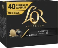 L'OR Espresso Ristretto Koffiecups - Intensiteit 11/12 - 4 X 40 Capsules -Koffiedranken 1200x989 1