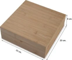 Theedoos Van ZENZYTEA® - Bamboe - Theedoos 9 Vaks - Inclusief 3 Theeblikken Voor Losse Thee - Geschikt Voor Grote & Kleine Theezakjes - Vierkant - Grote Vakken - Luxe Verpakking - Cadeau -Koffiedranken 1200x990