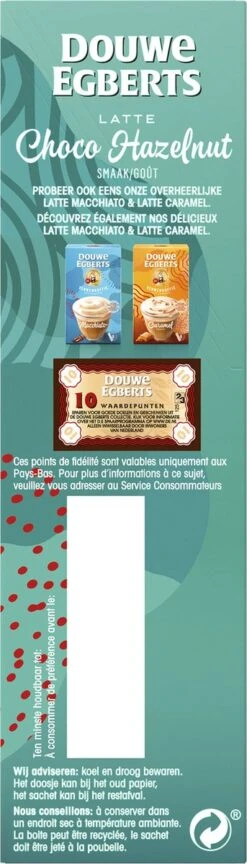 Douwe Egberts Latte Choco Hazelnut Oploskoffie - 5/9 Intensiteit - 5 X 8 Zakjes -Koffiedranken 343x1200 2