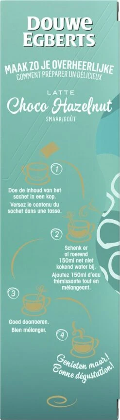 Douwe Egberts Latte Choco Hazelnut Oploskoffie - 5/9 Intensiteit - 5 X 8 Zakjes -Koffiedranken 343x1200 3