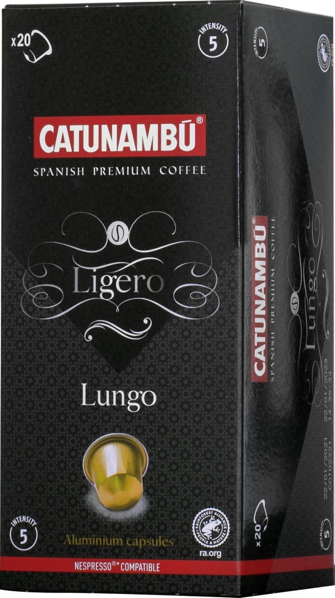 Catunambú Koffie Cups Geschikt Voor Nespresso® - Lungo Ligero 5 X 20 Cups - Nespresso Cups - Koffie Capsules 3 Catunambú Koffie Cups Geschikt Voor Nespresso® - Lungo Ligero 5 X 20 Cups - Nespresso Cups - Koffie Capsules