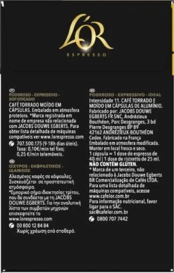 L'OR Espresso Ristretto Koffiecups - Intensiteit 11/12 - 4 X 40 Capsules -Koffiedranken 764x1200