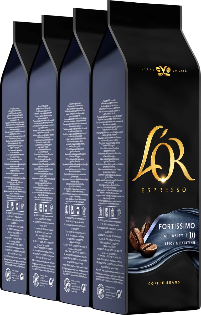 L'OR Espresso Fortissimo Koffiebonen (10) - 4 X 500 Gram 3 L'OR Espresso Fortissimo Koffiebonen (10) - 4 X 500 Gram