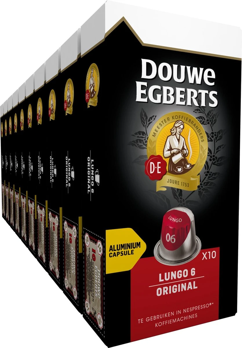 Douwe Egberts Lungo Original Koffiecups - Intensiteit 6/12 - 10 X 10 Capsules 3 Douwe Egberts Lungo Original Koffiecups - Intensiteit 6/12 - 10 X 10 Capsules