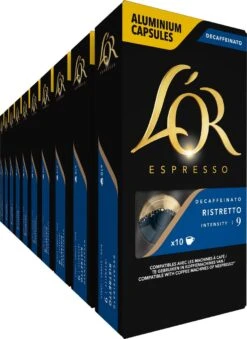 Nieuwe uitgaven 13 L'OR Espresso Ristretto Decaffeinato - Intensiteit 9/12 - 10 X 10 Capsules