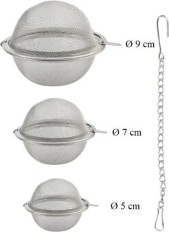 Merkloos Thee Zeef Set 3 Stuks Ø 9 / Ø 7 / Ø 5 - Thee/kruiden Kogel RVS -Thee Ei RVS - Kruiden Zeef/filter RVS -Koffiedranken 875x1200 3