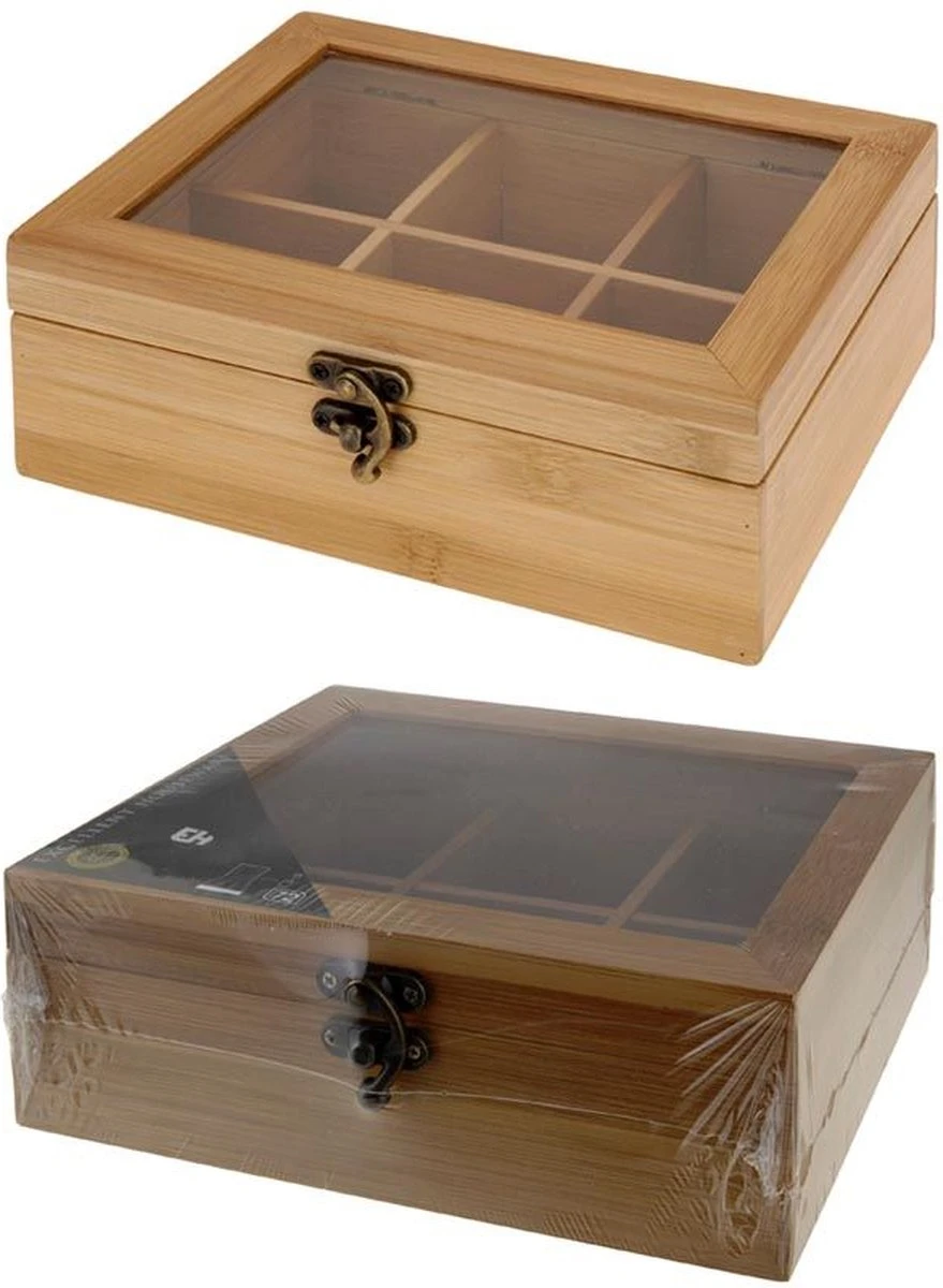 Merkloos Bamboe Theedoos - Opbergdoos - Theekist 6 Vakjes 4 Merkloos Bamboe Theedoos - Opbergdoos - Theekist 6 Vakjes - Afbeelding 2