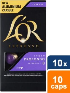 L'OR Lungo Profondo Koffiecups - Intensiteit 8/12 - 10 X 10 Capsules 25 L'OR Lungo Profondo Koffiecups - Intensiteit 8/12 - 10 X 10 Capsules -Koffiedranken 909x1200 1