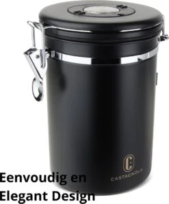 Castagnola Koffie Bewaarbus - Luchtdicht Met CO2 Uitlaat - Voor 600 Gram Koffiebonen - Koffieblik Matzwart Voorraadbussen - Voorraadbus - 1.8L -Koffiedranken 995x1200 15